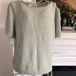 St John Sport Mint Green W/ Silver Sparkle Blouse